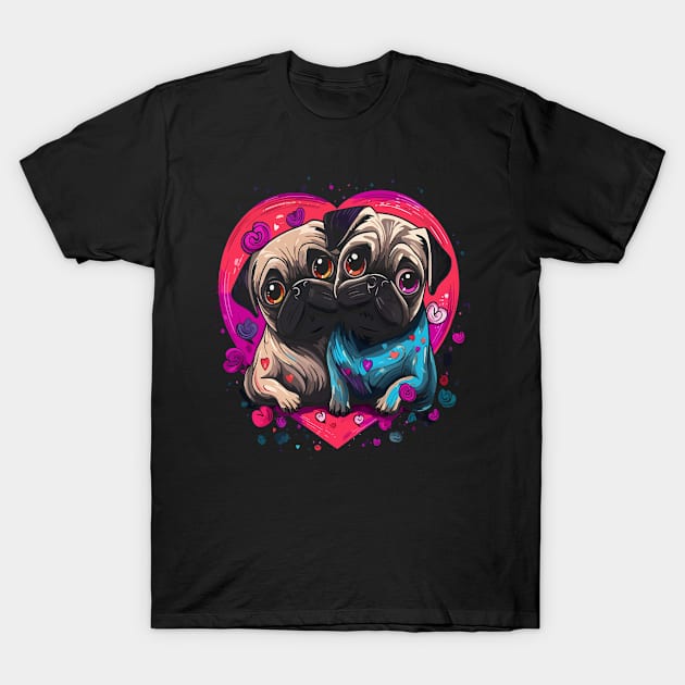 Pug Couple Valentine T-Shirt by JH Mart